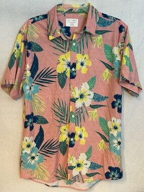 Departwest Pink Floral Short-Sleeve Button-Down Shirt